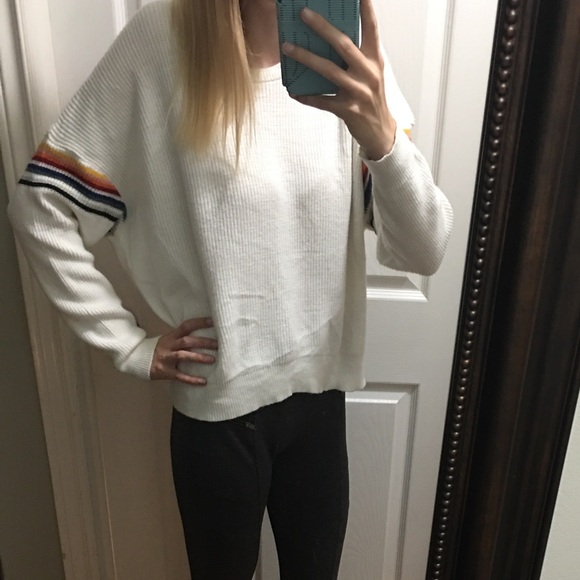 Knitted white sweater with rainbow accents - Picture 2 of 2